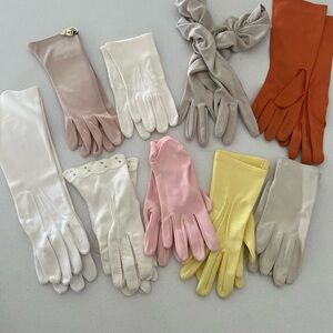 Vtg Assorted Women's Fashion Gloves - Pink, Cream, Yellow, Tan, Rust
